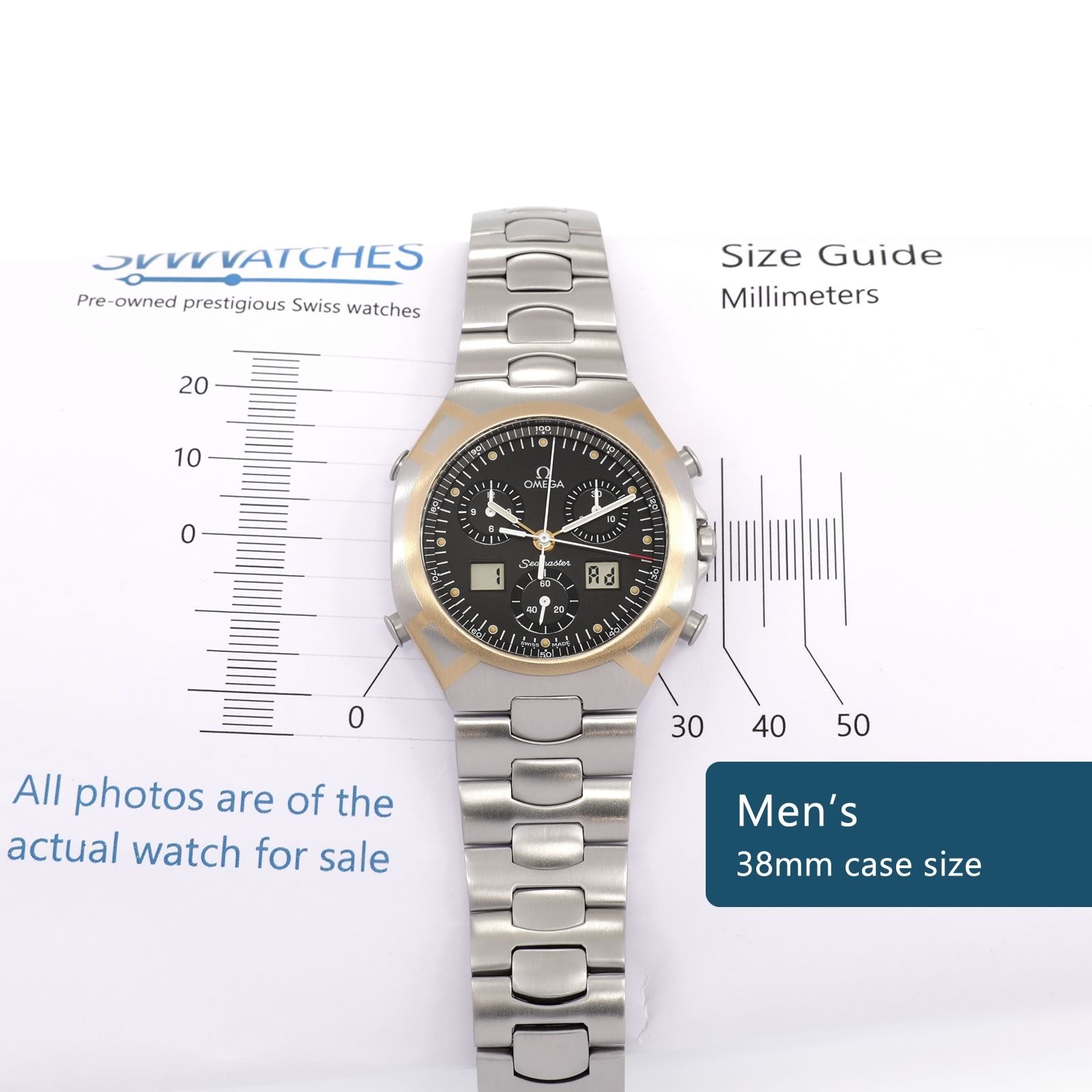 Omega Seamaster Polaris Men's 38mm Black Chronograph 18k Gold