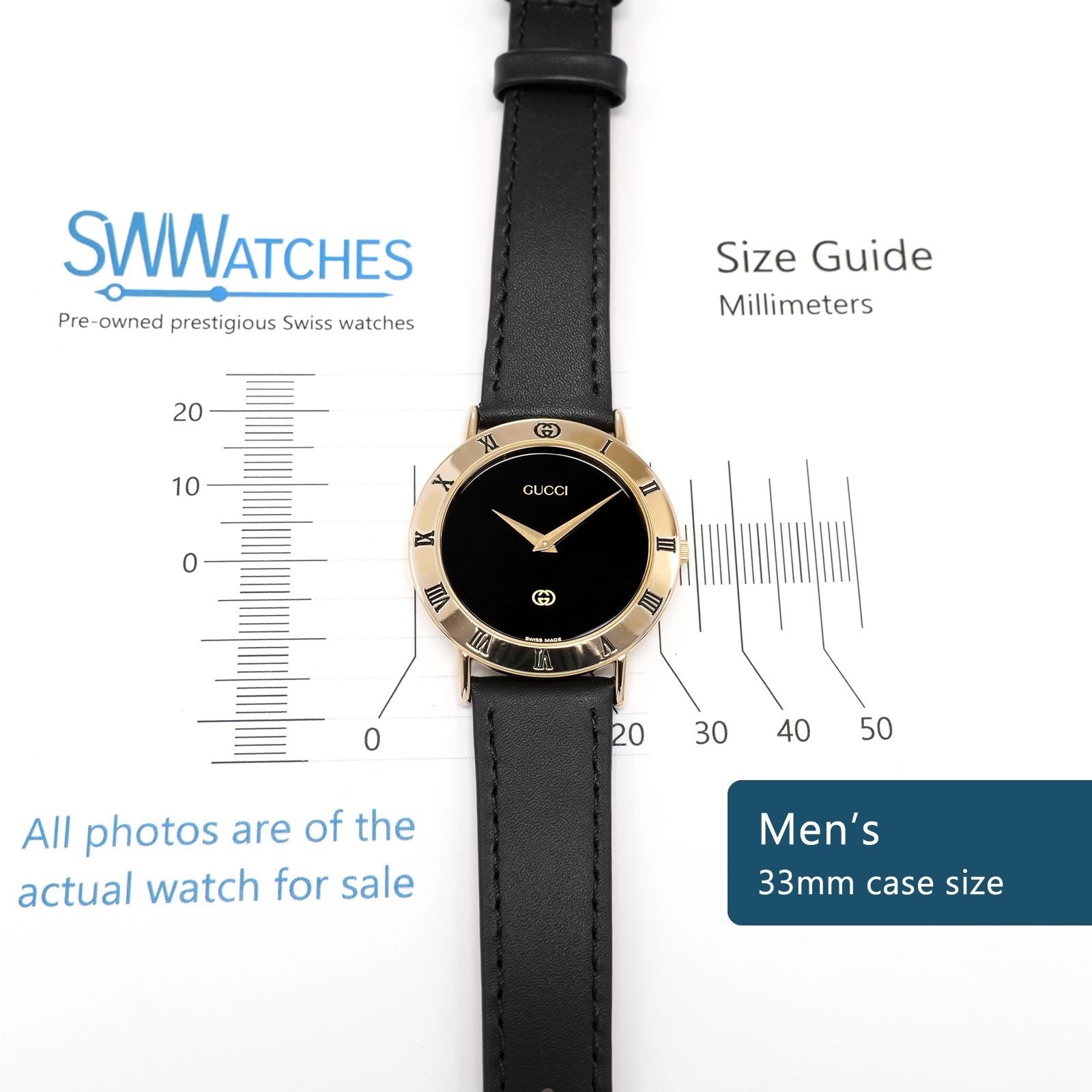 Gucci 3000M Men's 33mm case size