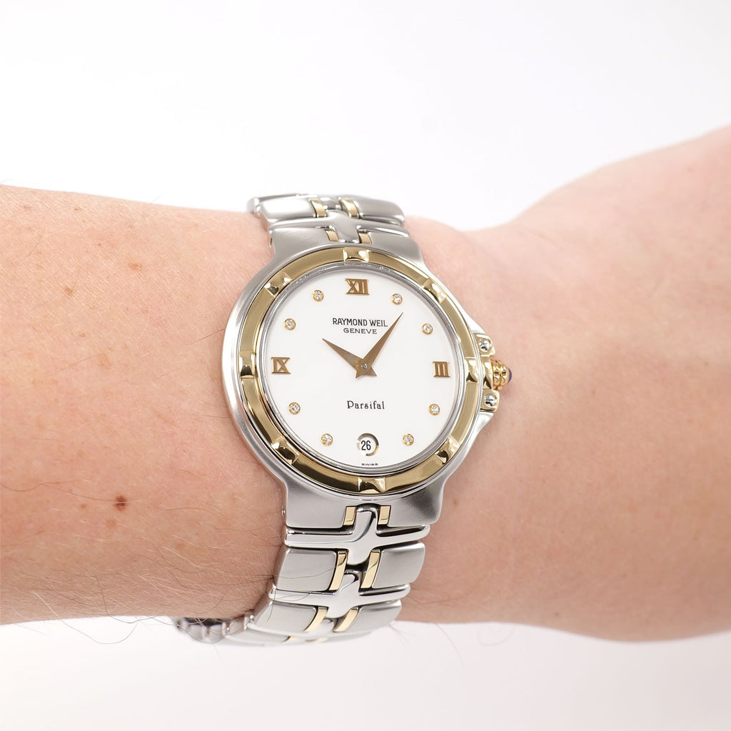 Raymond Weil Parsifal 9190 Men's White Dial Two Tone watch on the wrist