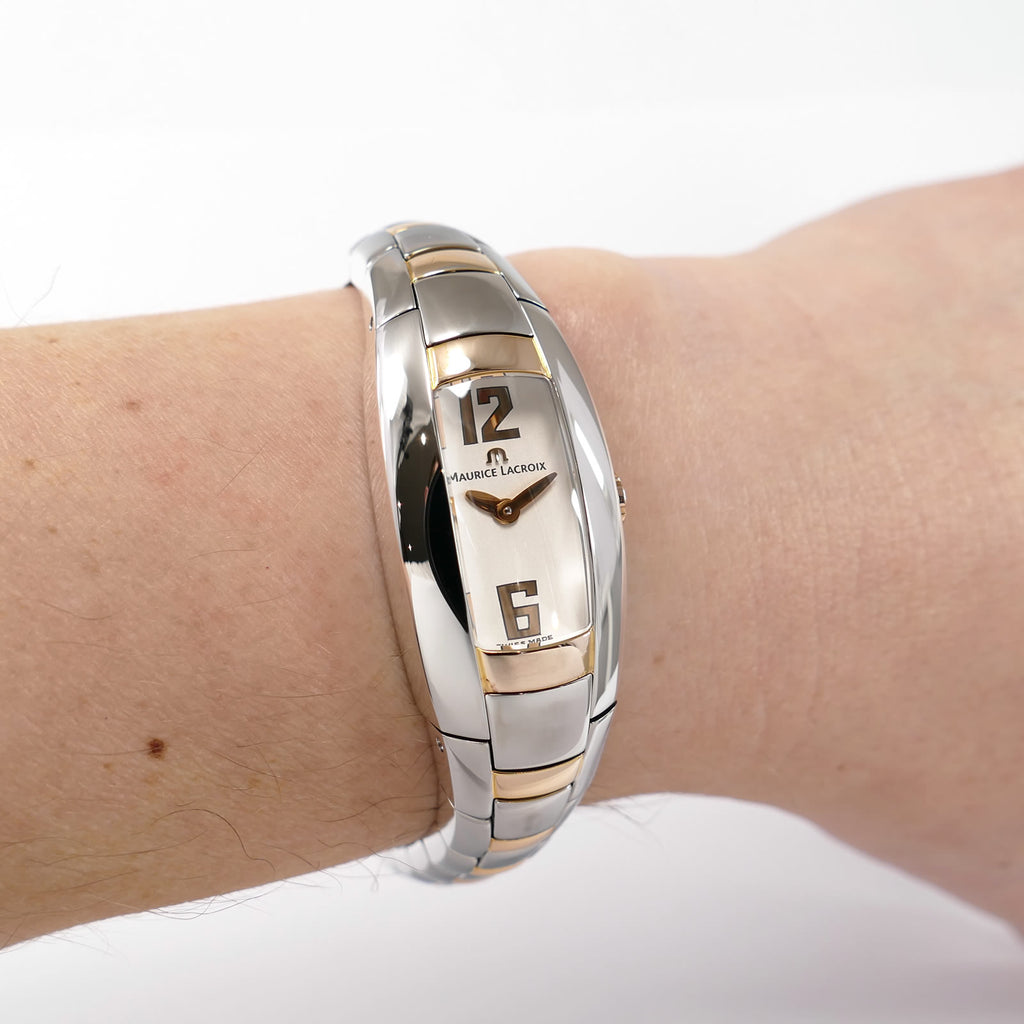 Maurice Lacroix Intuition 32859 White Dial with 18k Gold on the wrist