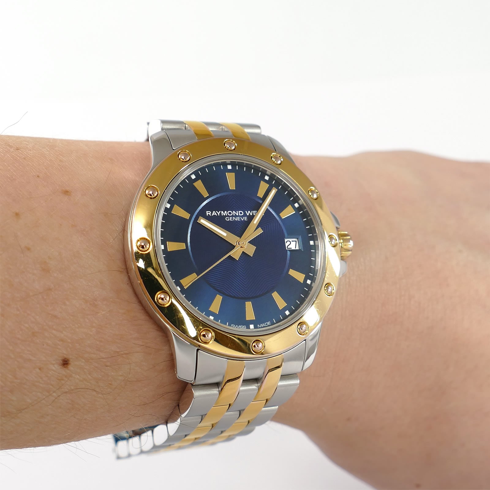Raymond Weil Tango 5599 Blue Dial Two Tone on the wrist
