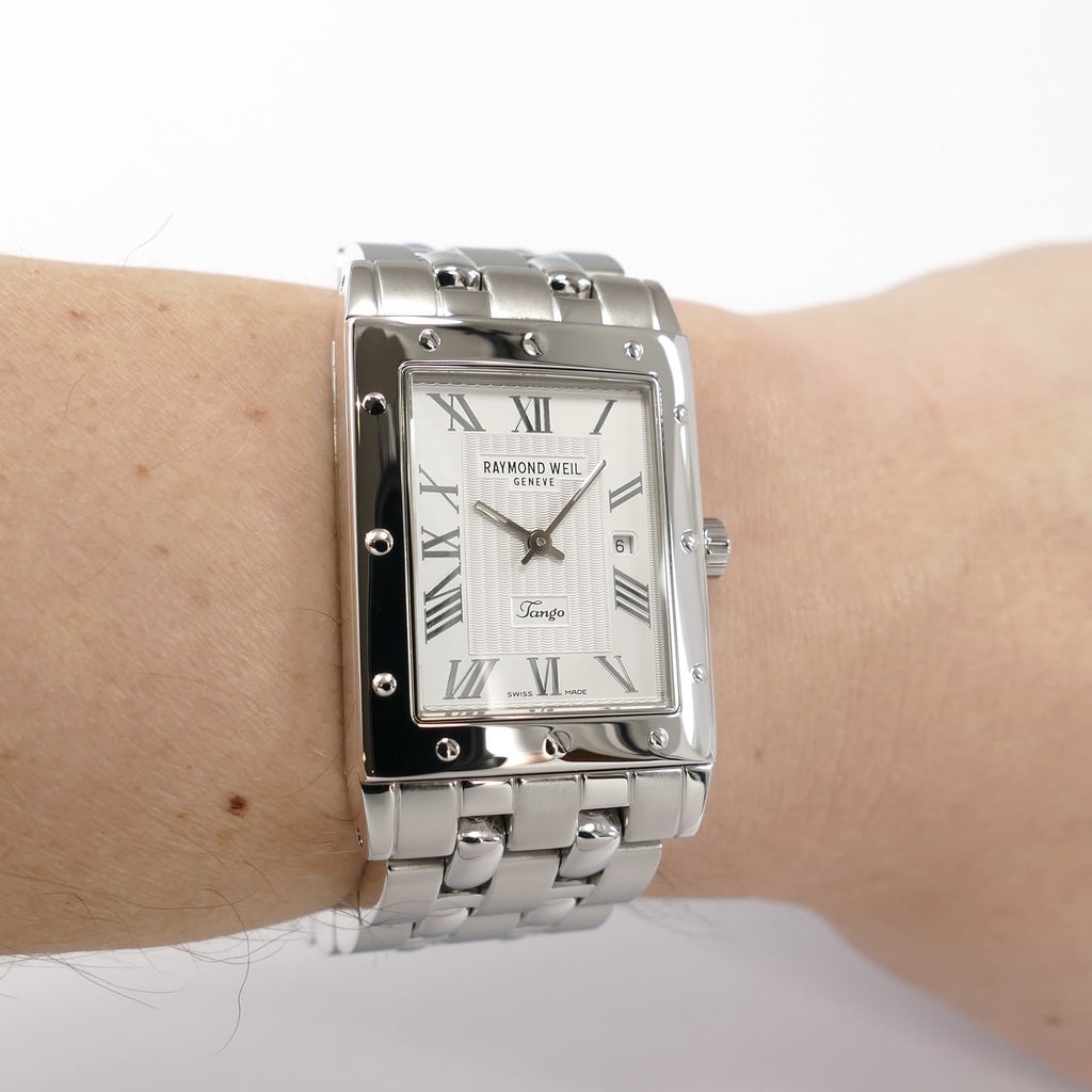 Raymond Weil Tango 5380 Silver dial on the wrist