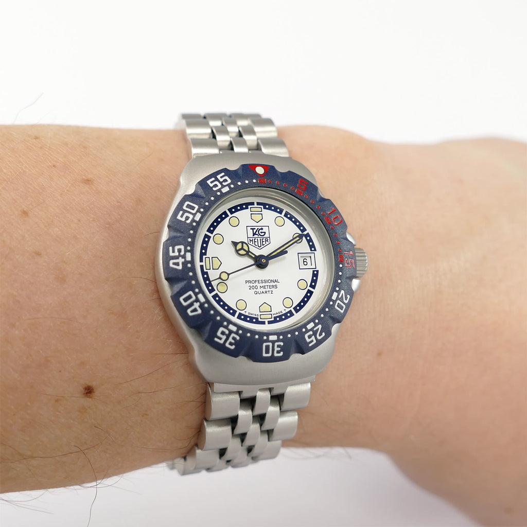 TAG Heuer Formula 1 WA1419 White & Blue dial on the wrist