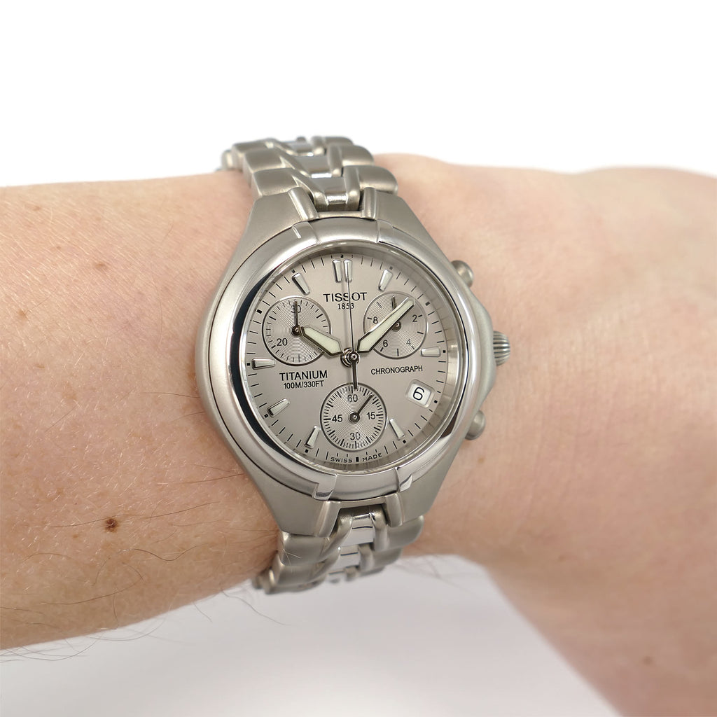 Tissot Titanium T645P Chronograph Grey Dial on the wrist