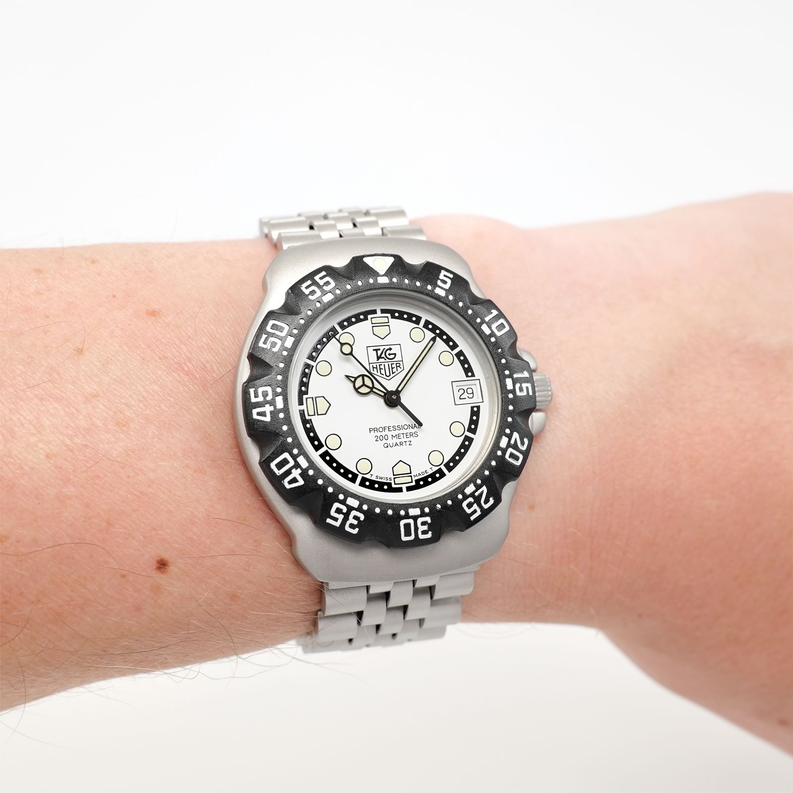 TAG Heuer Formula 1 WA1218 White dial on the wrist