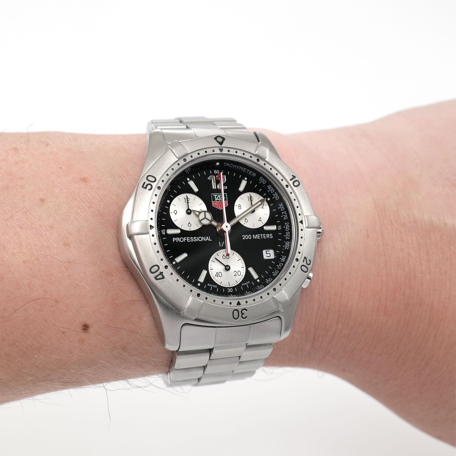 TAG Heuer 2000 Chronograph CK1110-0 Black dial on the wrist