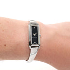 Gucci G-Line 109 Black Dial with 2 Diamonds Rectangular on the wrist