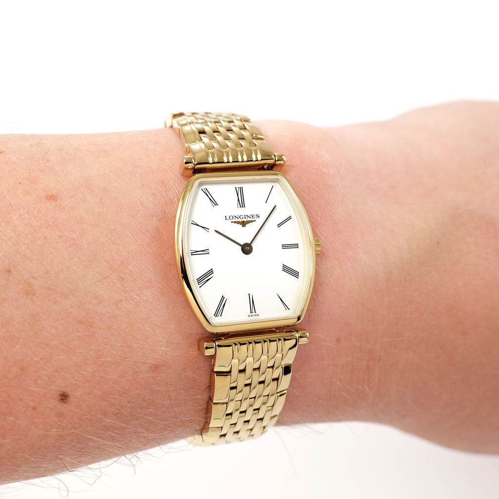 Longines La Grande Classique Gold PVD L4.205.2 Tonneau on the wrist