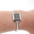 Gucci 1900L Ladies Grey Dial Square watch on the wrist