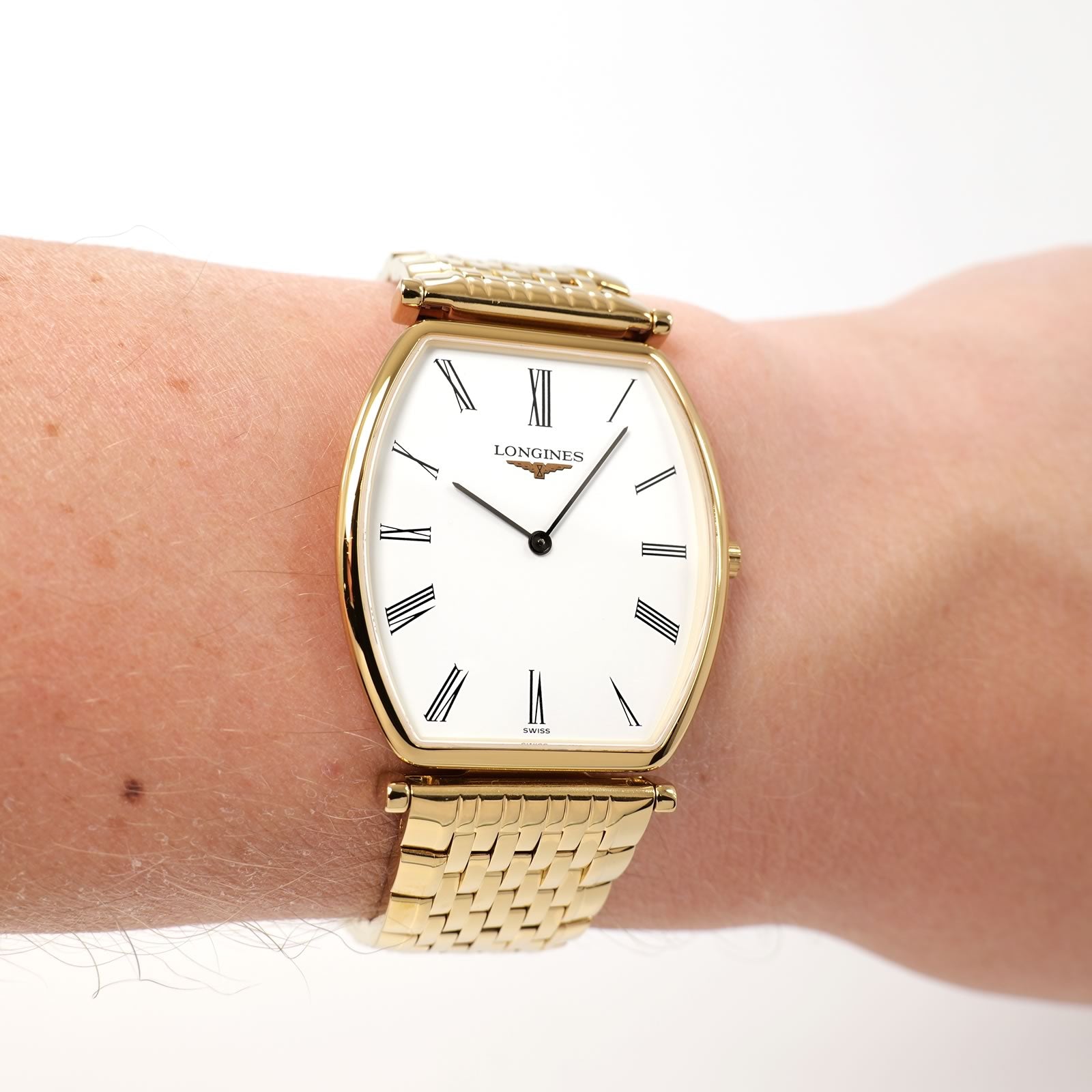 Longines La Grande Classique White Dial L4.705.2 Gold PVD on the wrist