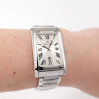 Maurice Lacroix Miros 89746 Silver Rectangular watch on the wrist
