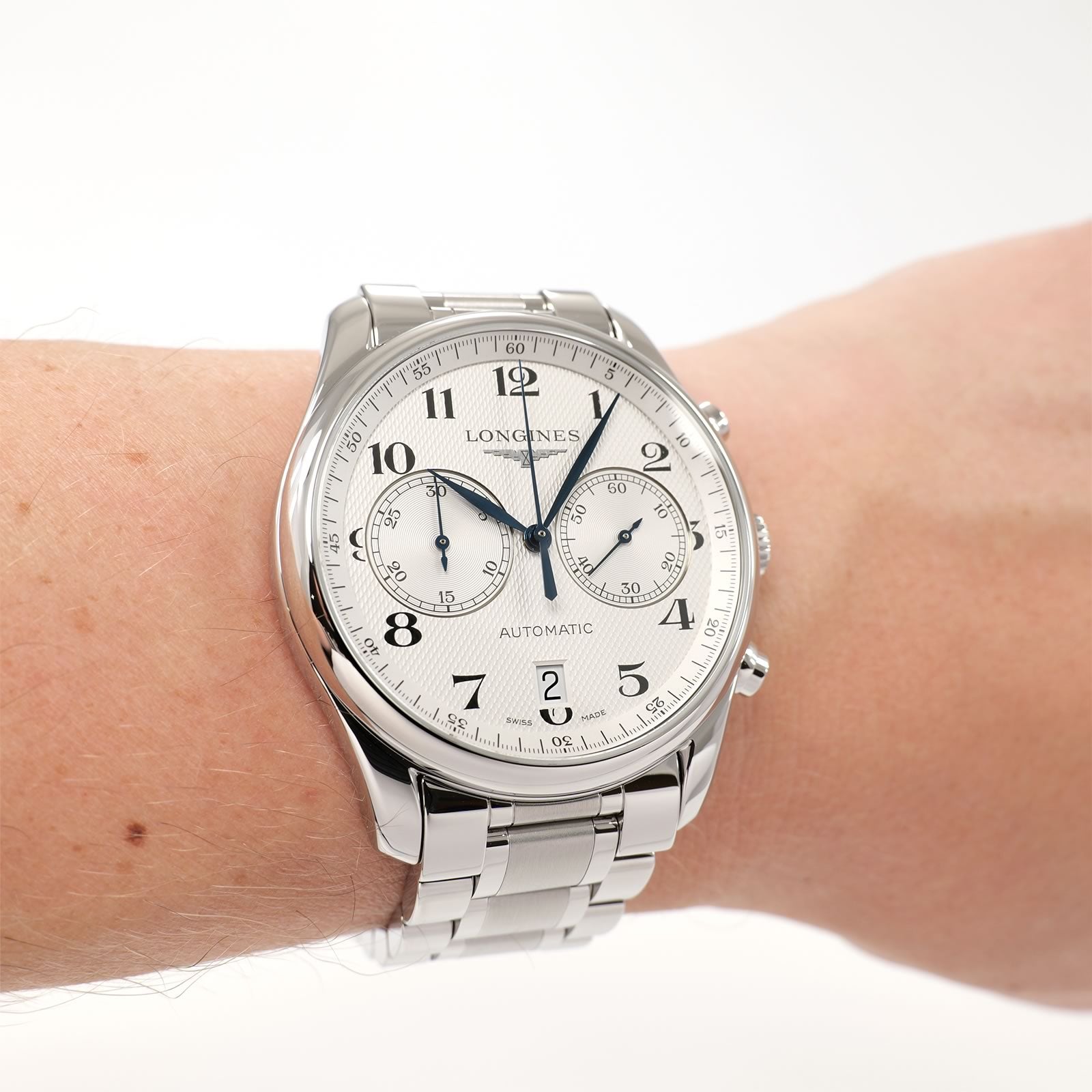 Longines Master Collection L2.629.4 Silver Chronograph on the wrist