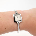 Gucci 1900L Silver Dial Ladies Square Watch on the wrist