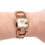 Gucci G Rose Gold 125.5 ladies white dial rose gold watch on the wrist