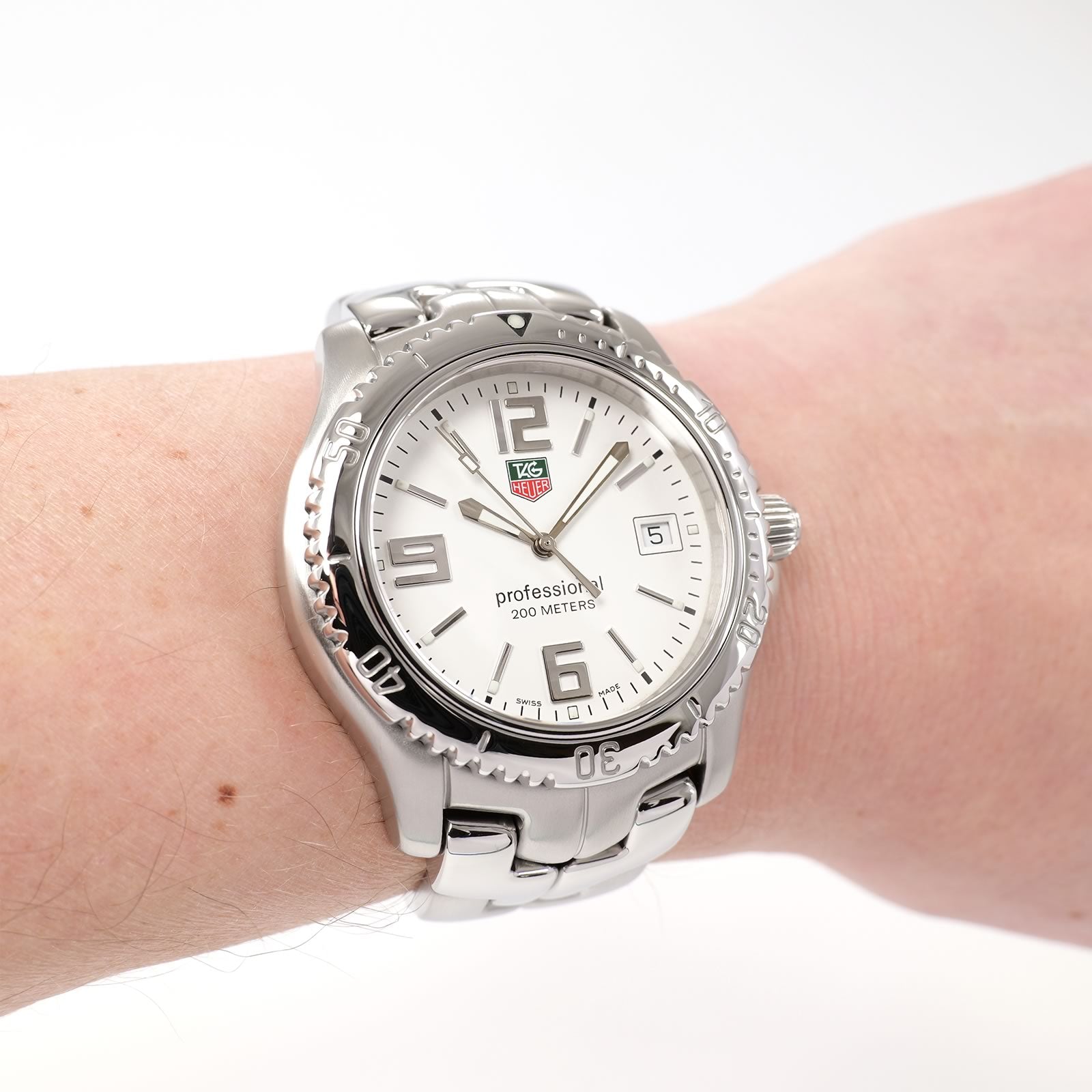 TAG Heuer Link WT1114 White Dial watch on the wrist