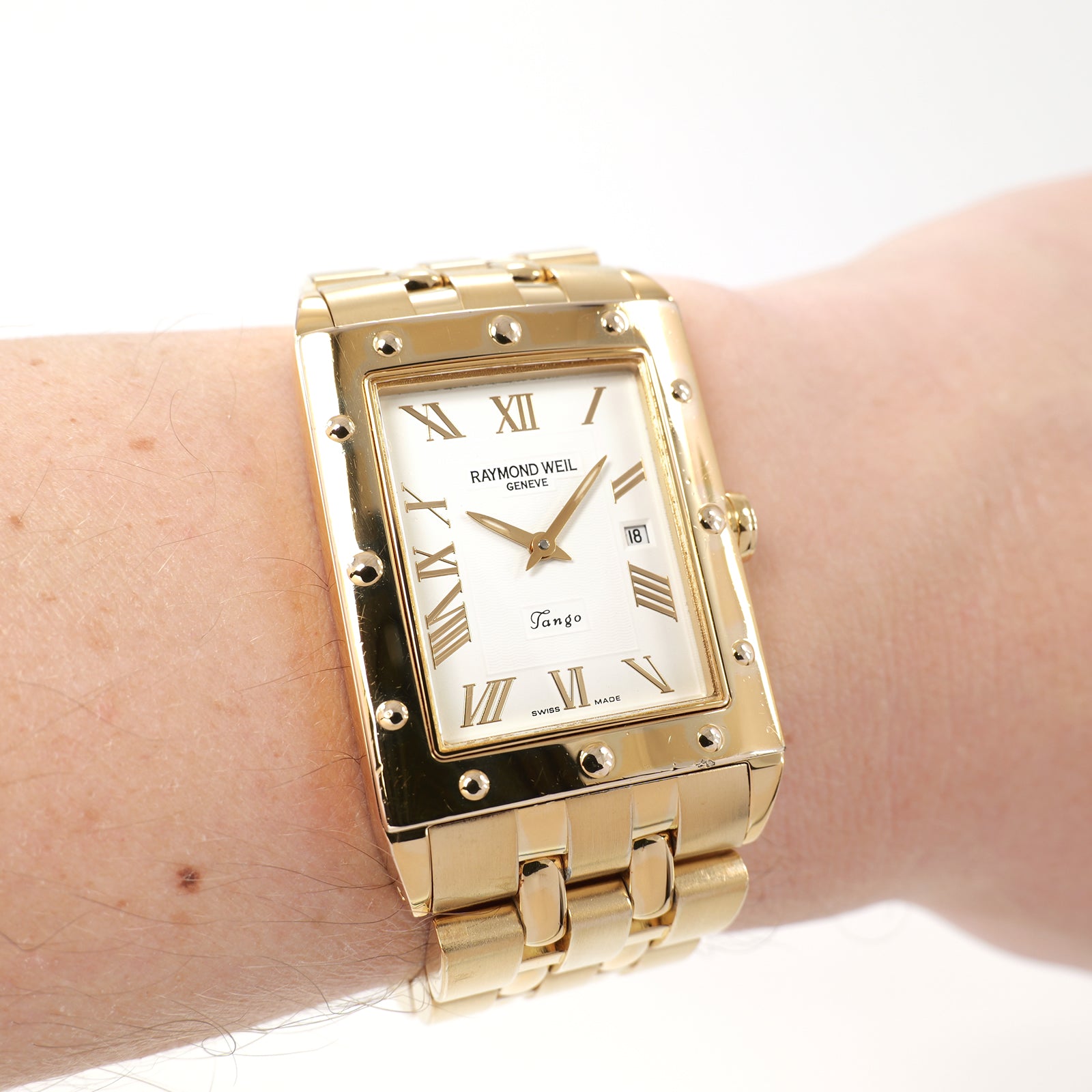 Raymond Weil Tango 5381 White Rectangular dial on the wrist