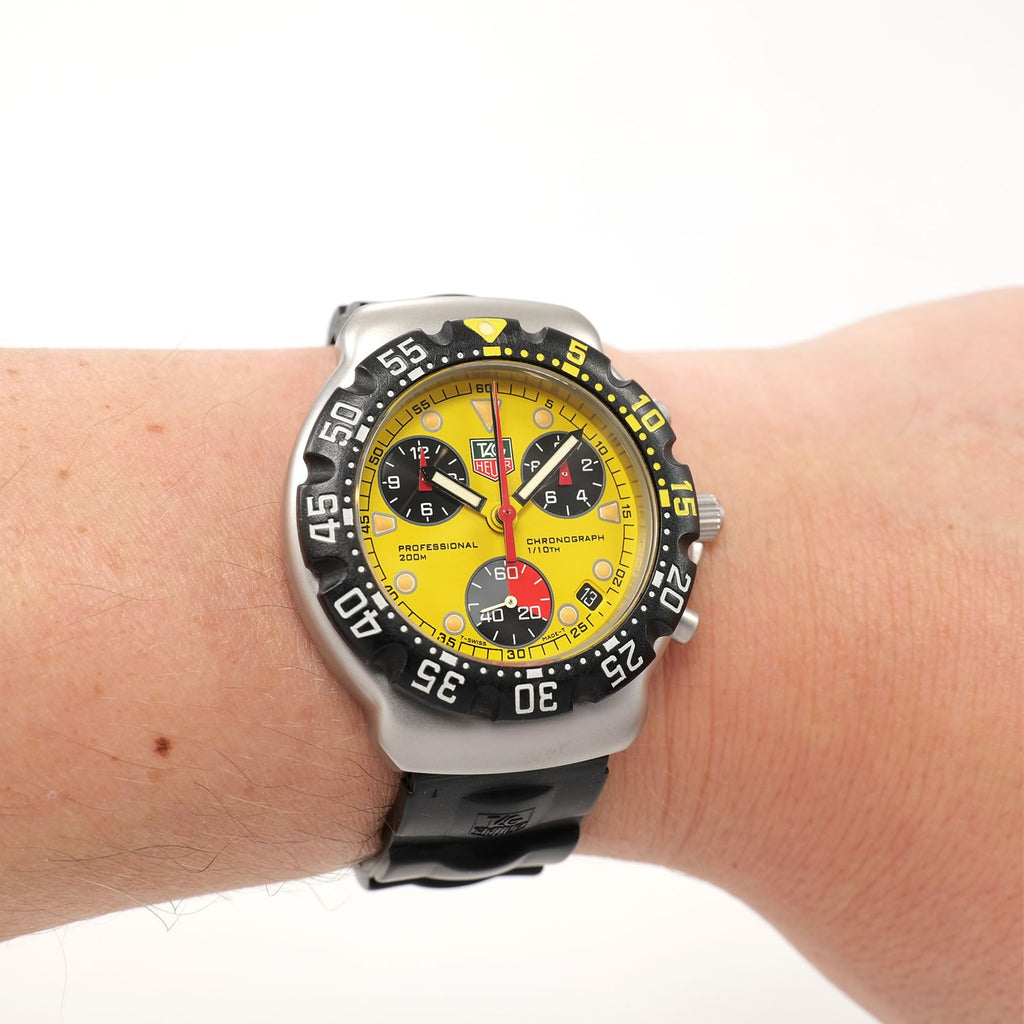 TAG Heuer Formula 1 CA1213 Yellow Chrono on the wrist
