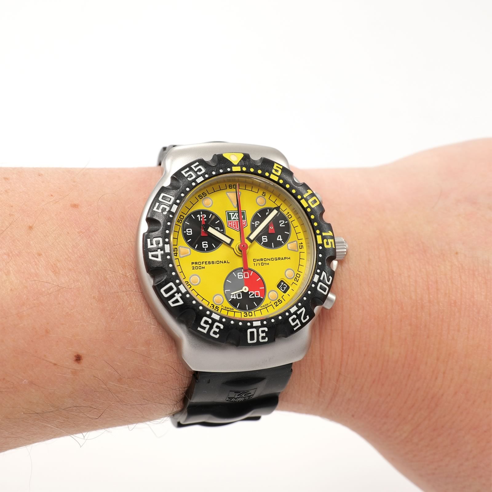 TAG Heuer Formula 1 CA1213 Yellow Chrono on the wrist