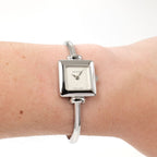Gucci 1900L Ladies Silver Dial Square Watch on the wrist