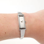 Gucci 1500L Silver Rectangular Dial on the wrist