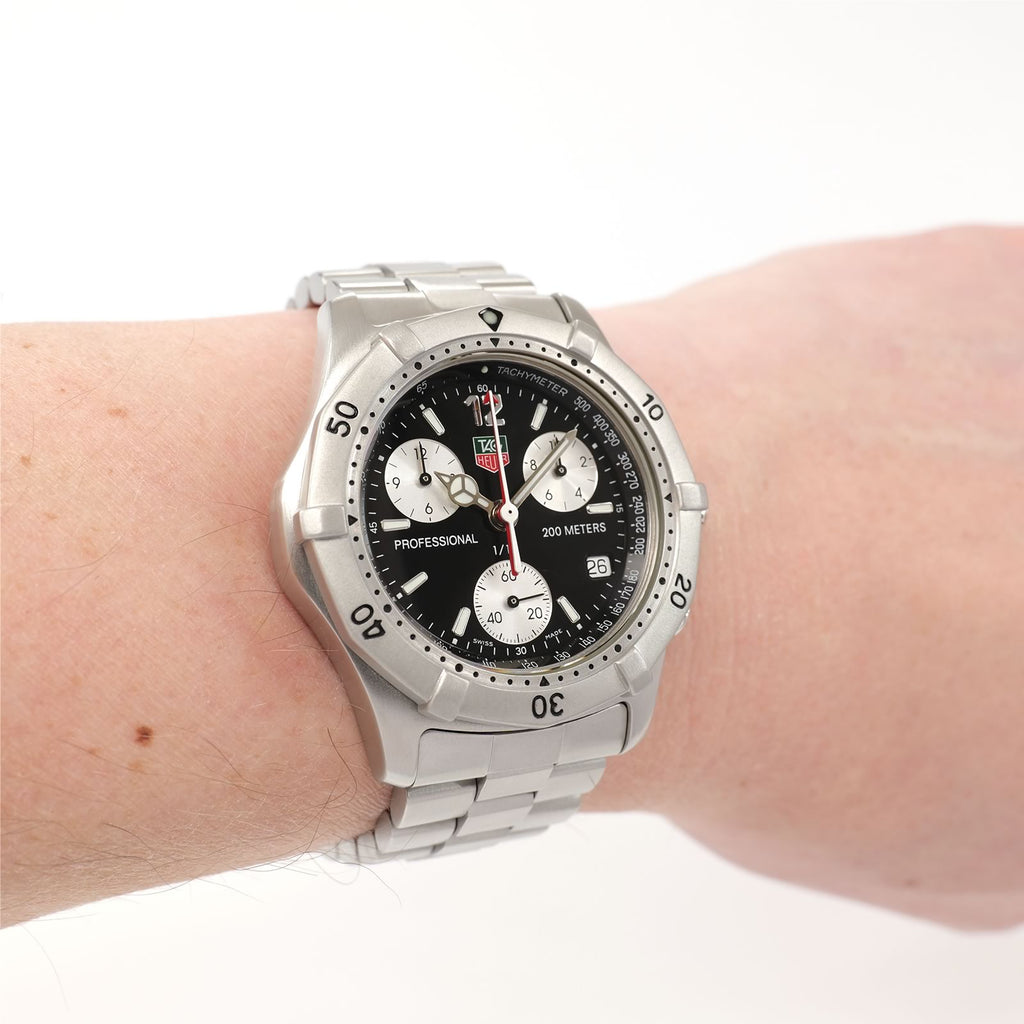 TAG Heuer 2000 Chronograph CK1110-0 black dial on the wrist