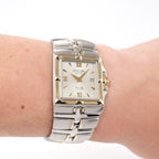 Raymond Weil Parsifal 9390 Men's silver square dial watch with 18k gold on the wrist