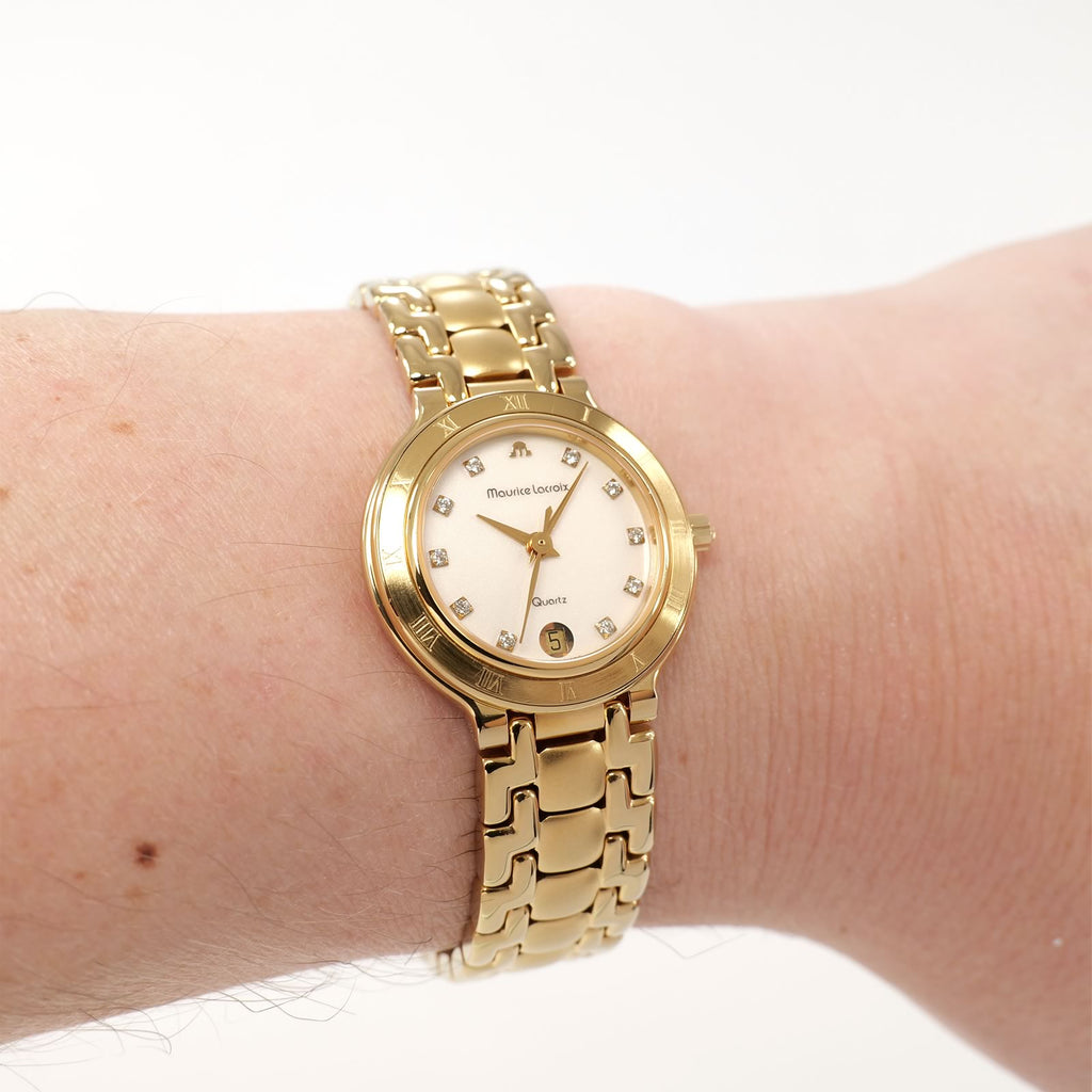 Maurice Lacroix Les Classiques 75416 White Dial 18k Gold Plated on the wrist