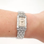 Raymond Weil Tango 5971 Ladies White Mother of Pearl dial watch on the wrist