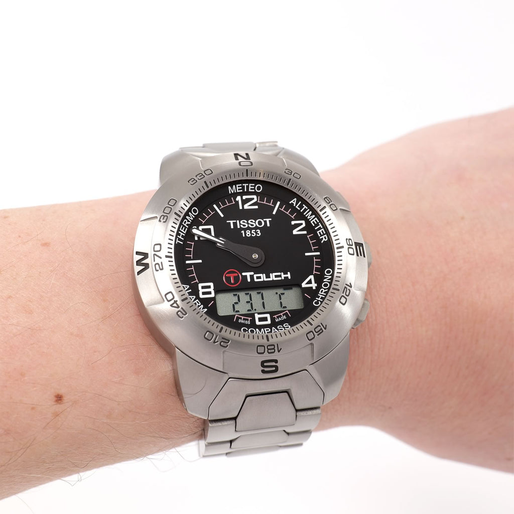 Tissot T-Touch Z253/353 Black Arabic Dial on the wrist