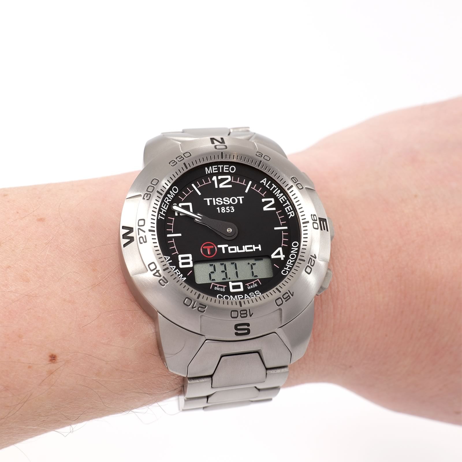 Tissot T-Touch Z253/353 Black Arabic Dial on the wrist