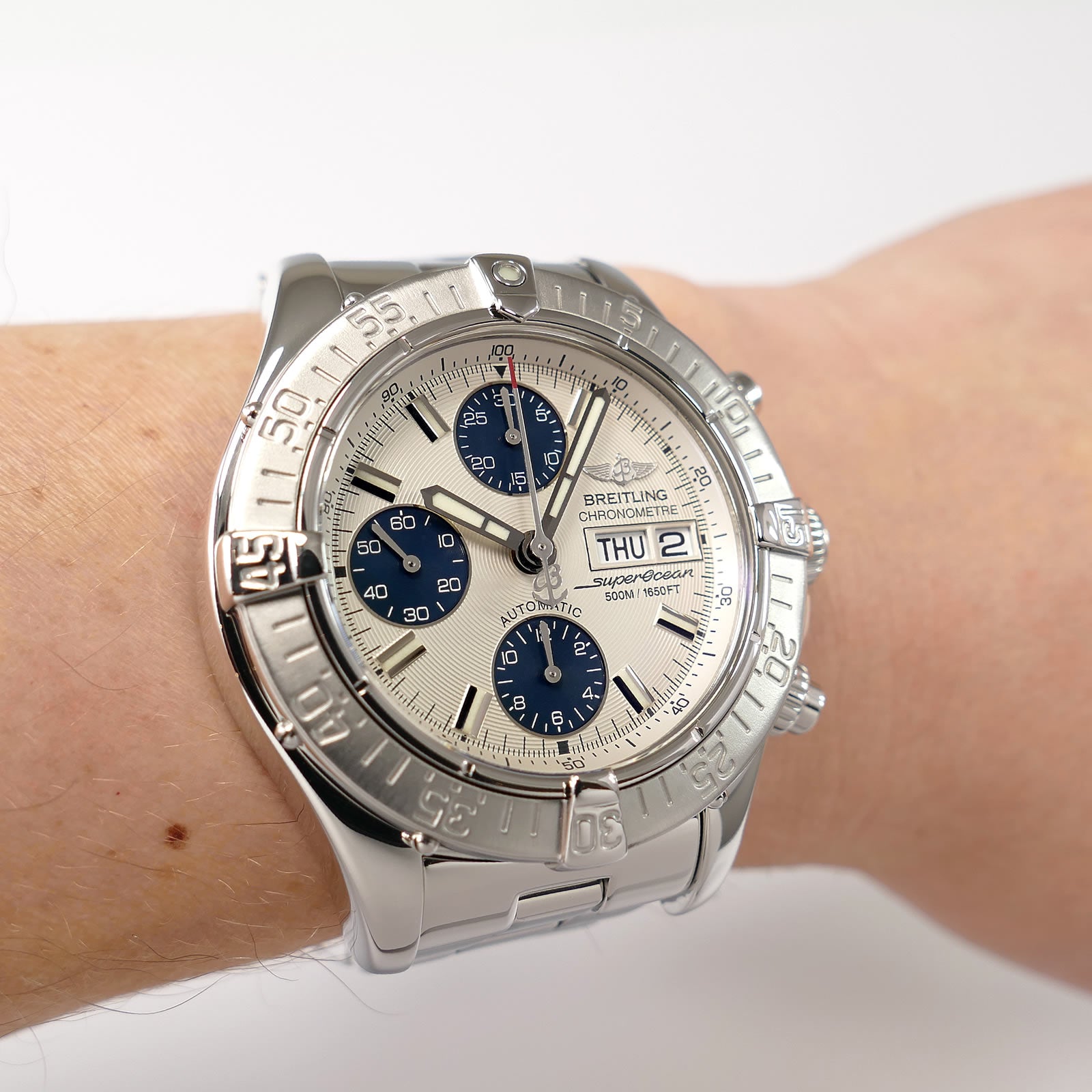 Breitling Superocean II A13340 on the wrist