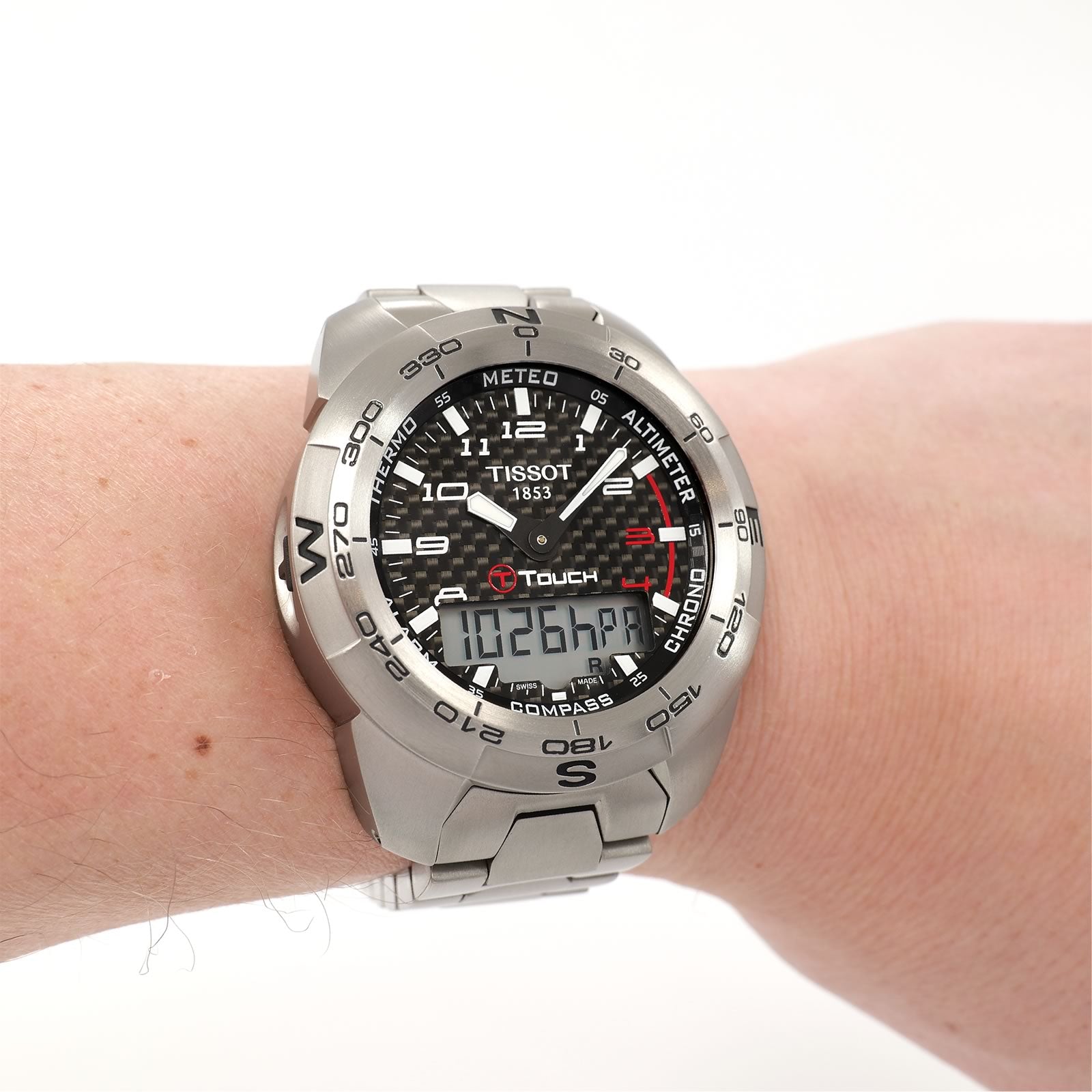 Tissot T-Touch Expert Carbon Fibre & Titanium men's watch on the wrist
