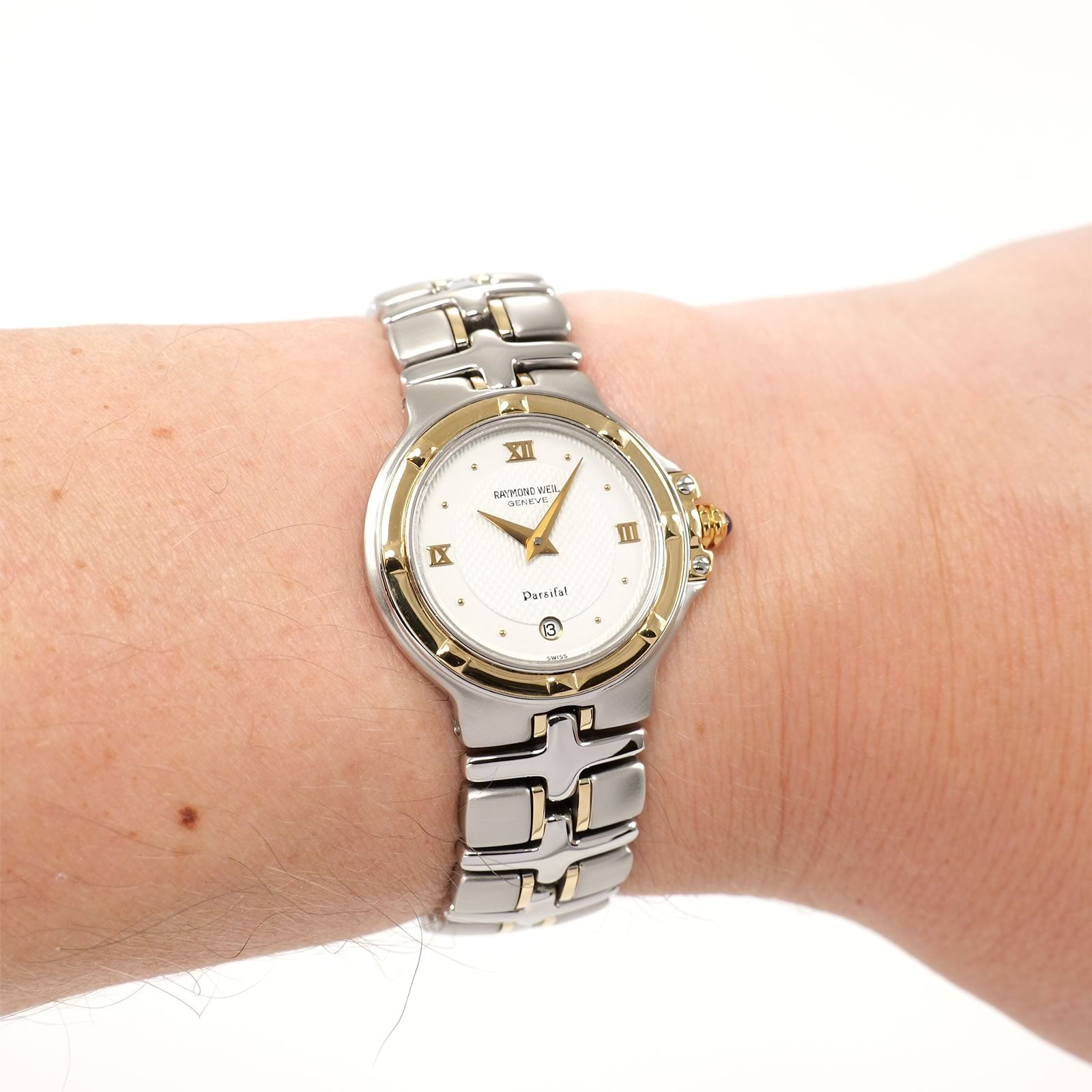 Raymond Weil Parsifal 9990 White Two Tone on the wrist