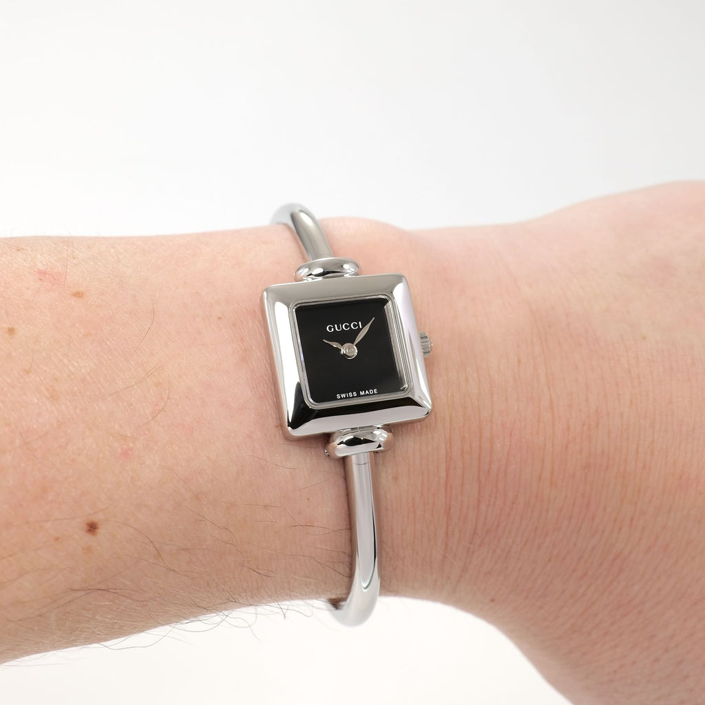 Gucci 1900L Ladies Black Square Watch on the wrist
