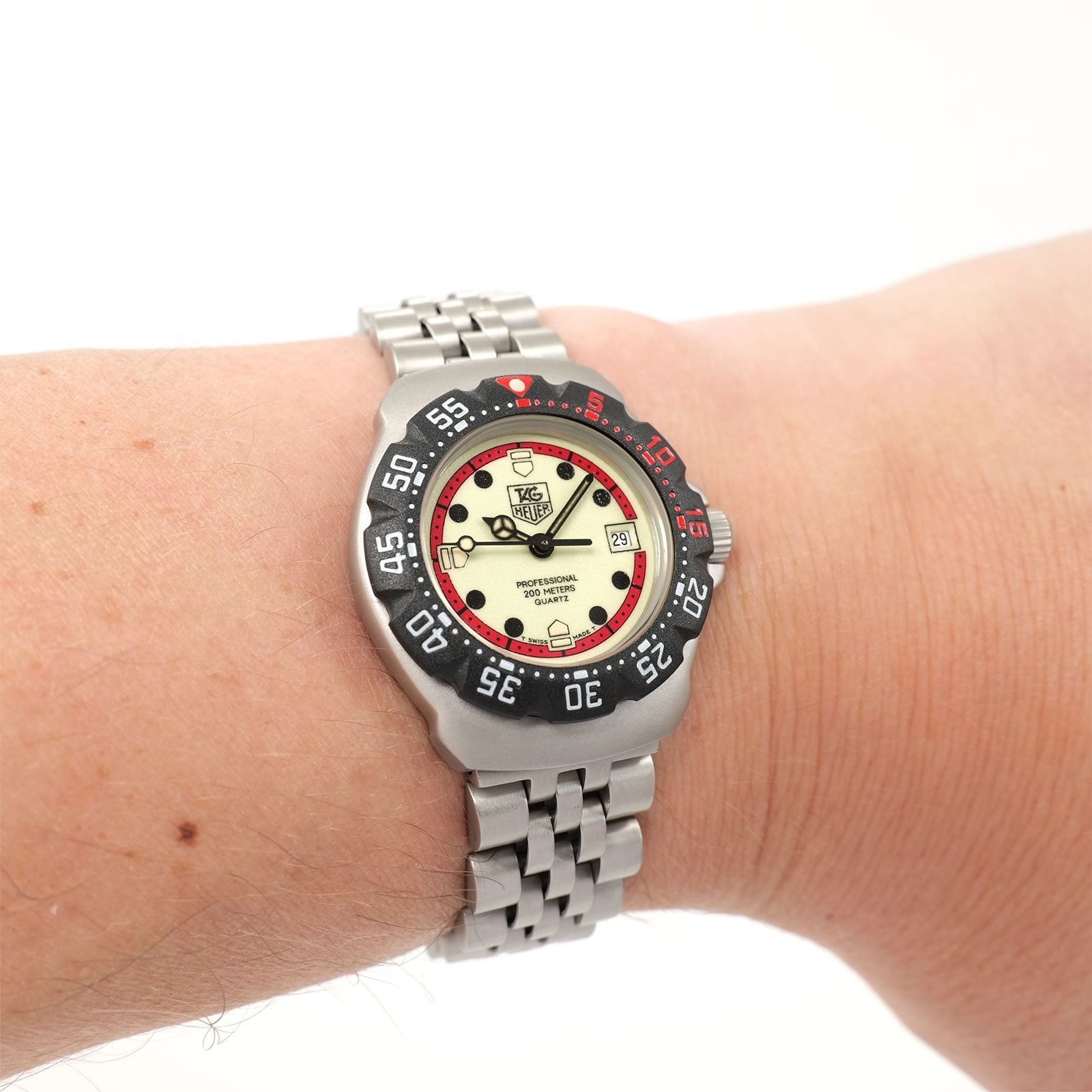 TAG Heuer Formula 1 WA1411 Luminous Dial with Red Accents on the wrist