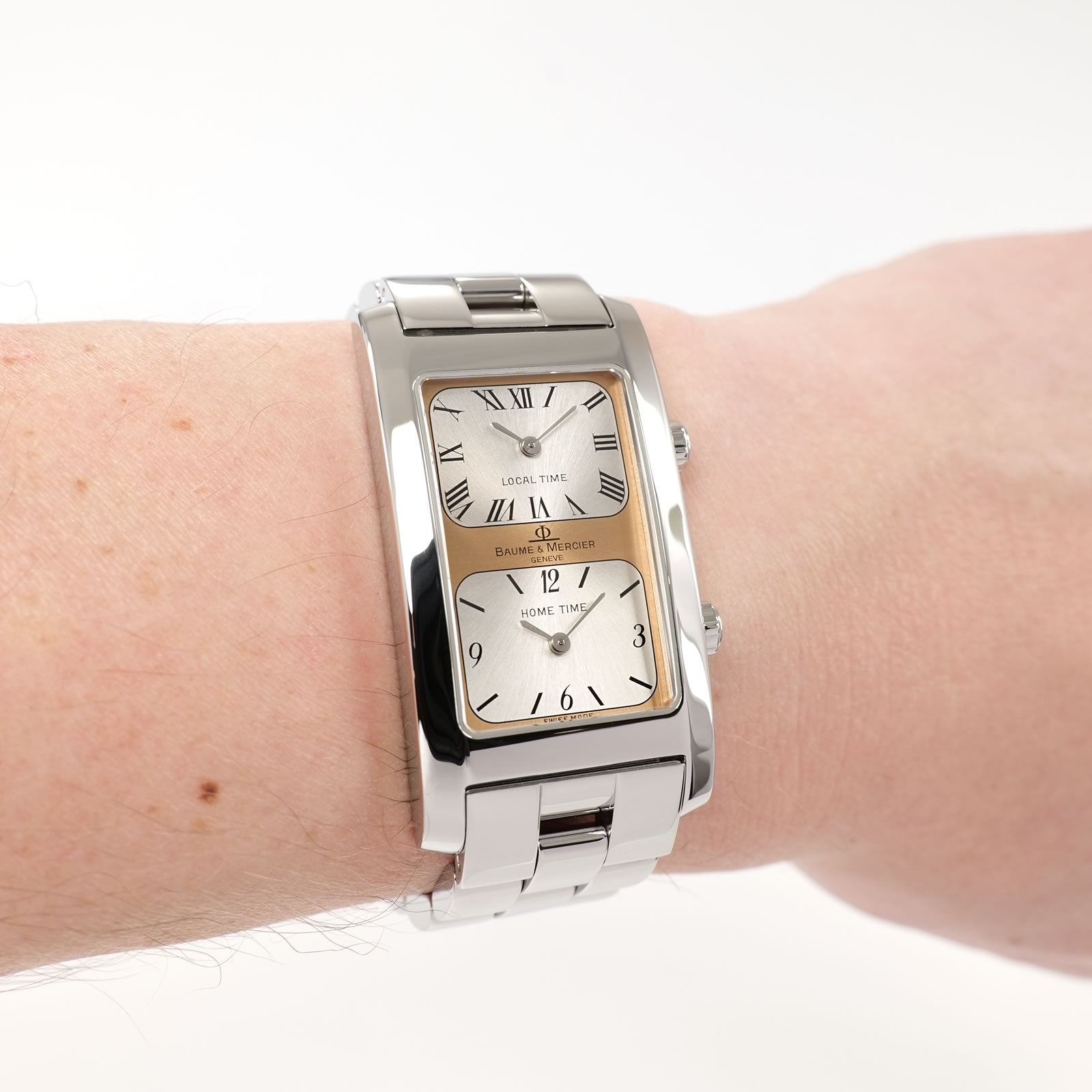 Baume & Mercier Hampton Dual Time MV045121 Copper Rectangular Dial on the wrist