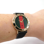 Gucci 3000M Red and Green Dial on the wrist