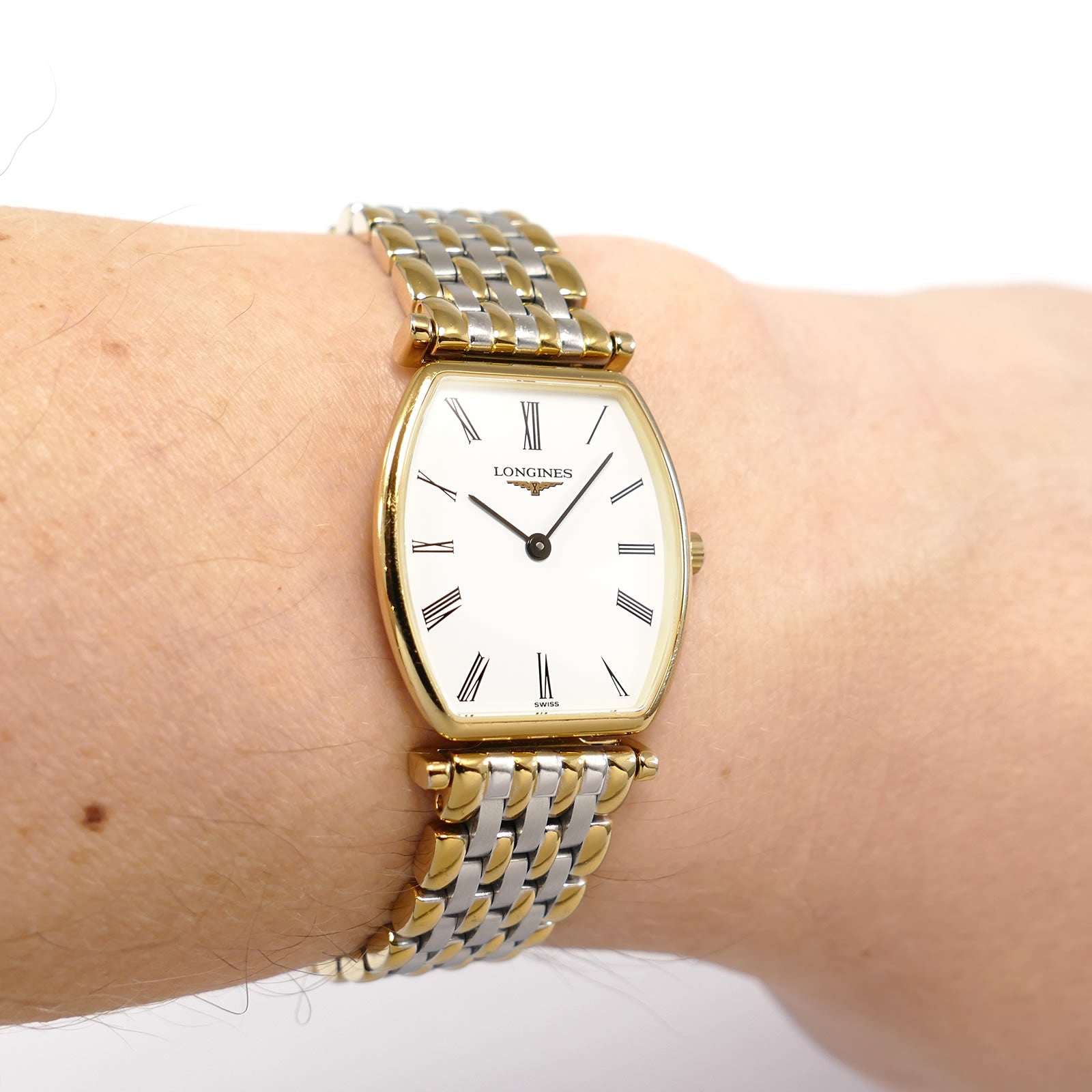 Longines La Grande Classique L4.205.2 Gold PVD Tonneau on the wrist