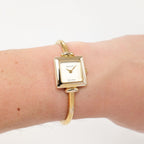 Gucci 1900L White Dial Gold Plated on the wrist