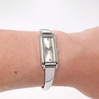 Gucci G-Line 109 Ladies Silver Bangle Watch Rectangular on the wrist