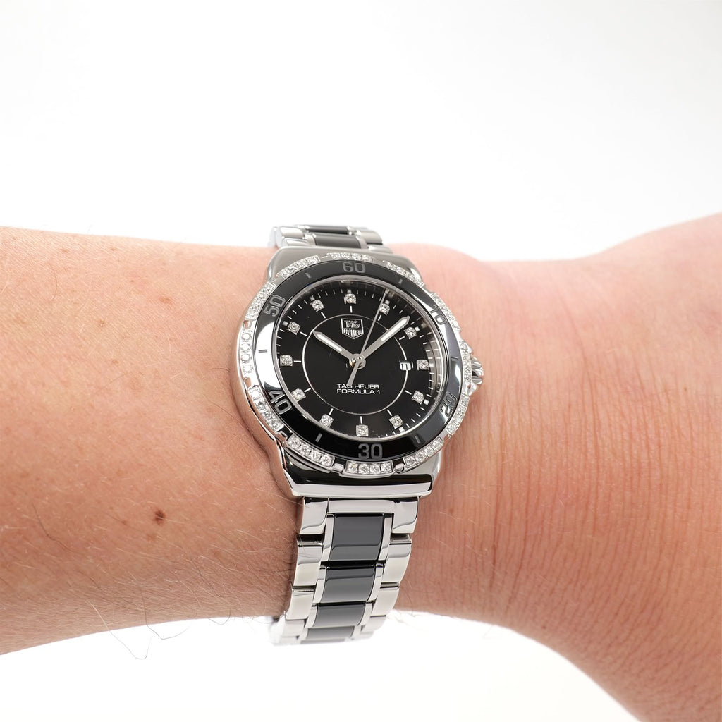TAG Heuer Formula 1 Ladies WAH1312 Black Ceramic watch on the wrist