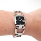 Gucci G 125.5 Ladies Black square Dial watch on the wrist