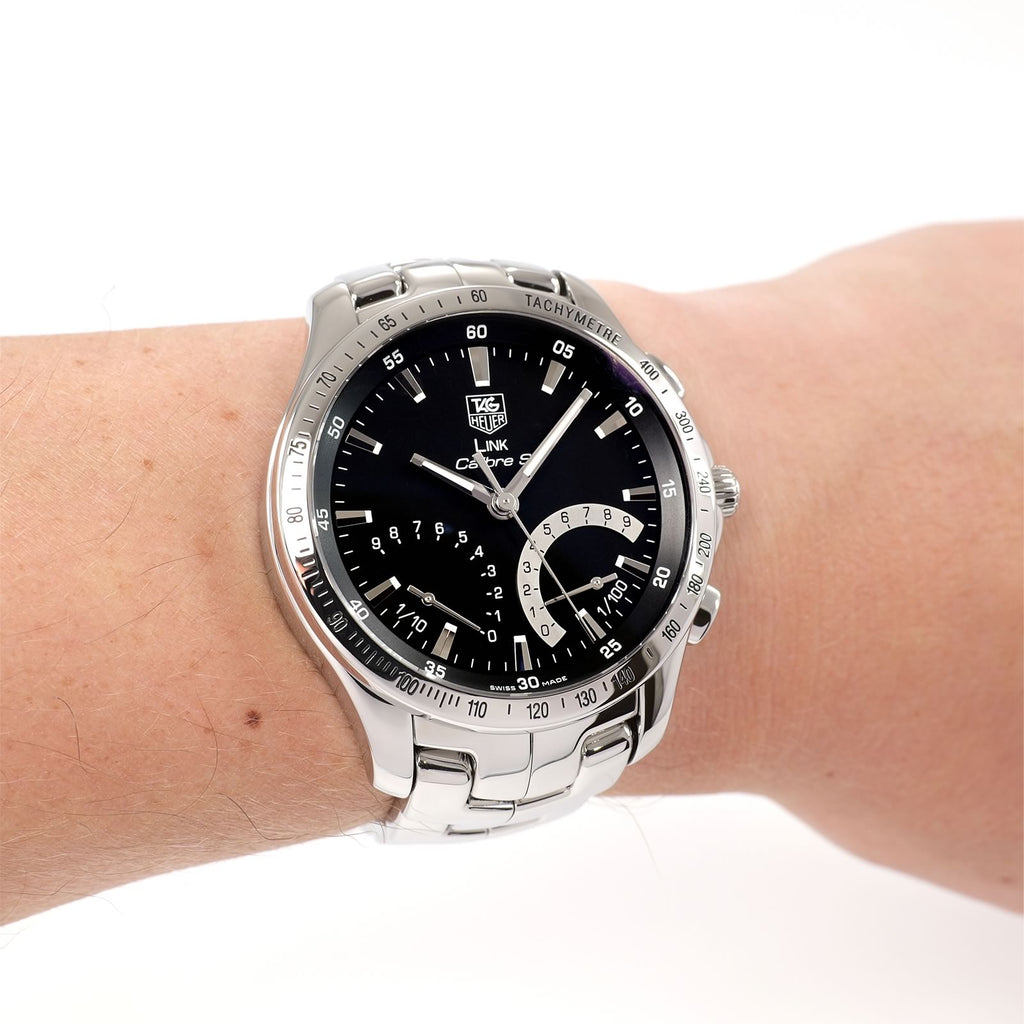 TAG Heuer Link Calibre S CJF7112 Men's Black Chronograph watch on the wrist