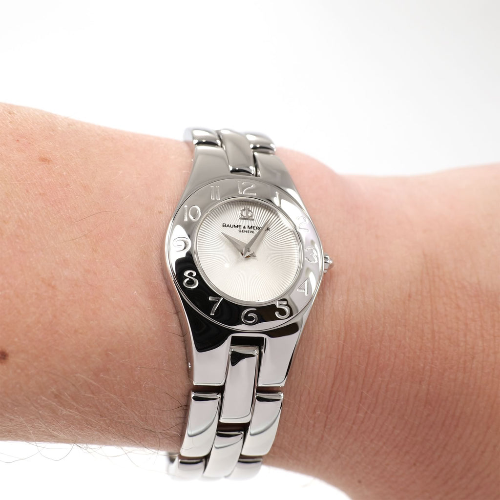 Baume & Mercier Linea 65305 Ladies Silver Dial watch on the wrist