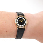 Raymond Weil Geneve 5332 Black & White Dial 18k Gold Plated ladies watch on the wrist