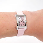 Maurice Lacroix Divina DV5011 Ladies Pink Mother of Pearl rectangular watch on the wrist