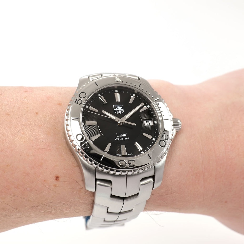 TAG Heuer Link WJ1110-0 Black Dial watch on the wrist
