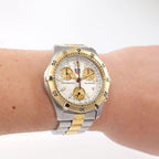 TAG Heuer 2000 Chronograph CK1121 Men's White dial two tone watch on the wrist