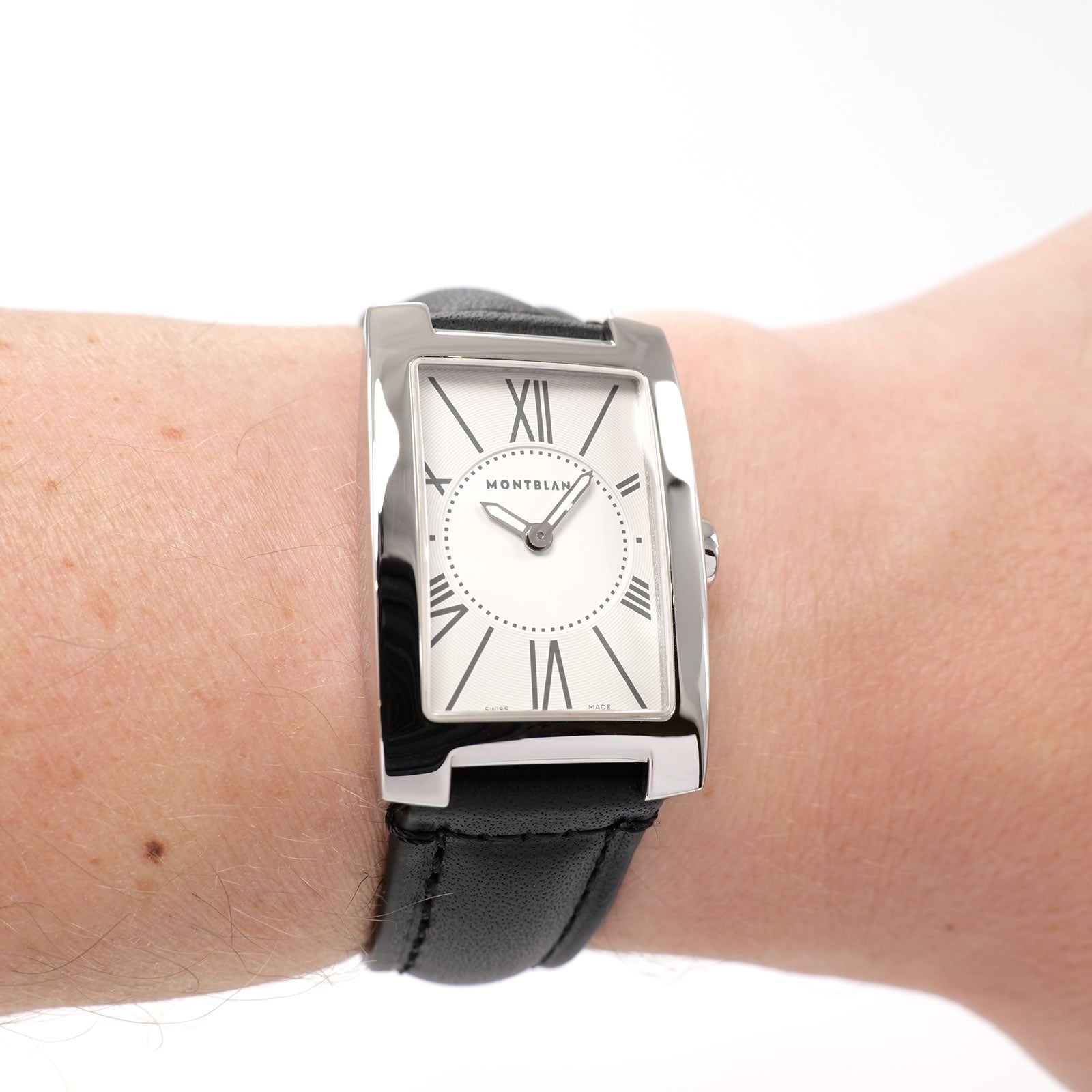Montblanc Profile 7132 White Rectangular watch on the wrist