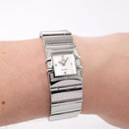 Omega Constellation Quadra 1528.76.00 White Square Mother of Pearl dial on the wrist
